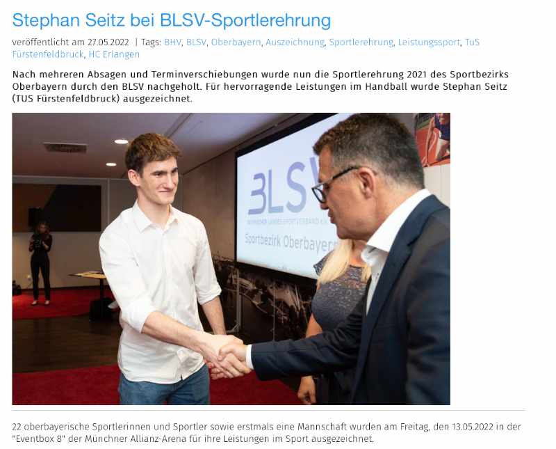 Stephan Seitz vom BLSV geehrt