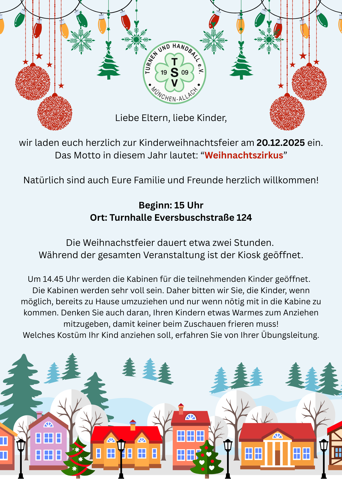 Einladung Weihnachtsfeier TSV
