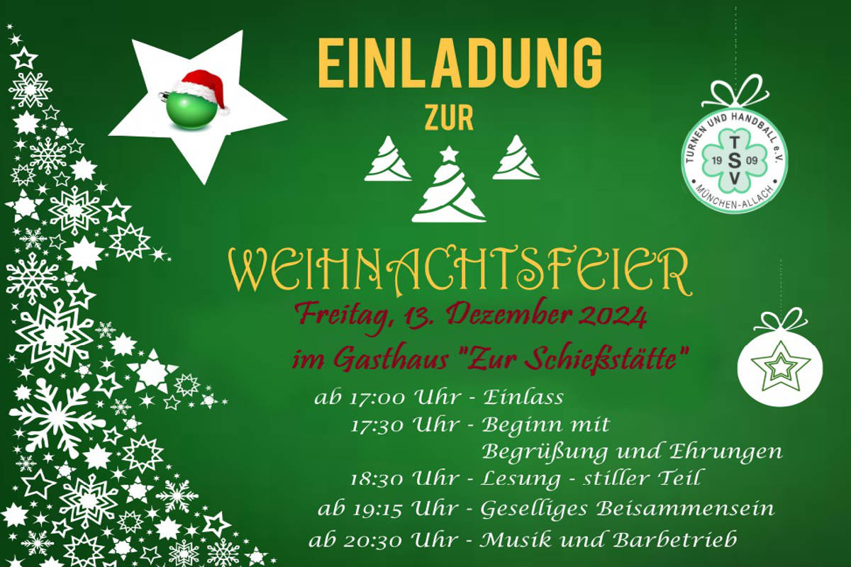 Einladung zur Weihnachtsfeier des TSV Allach 2024